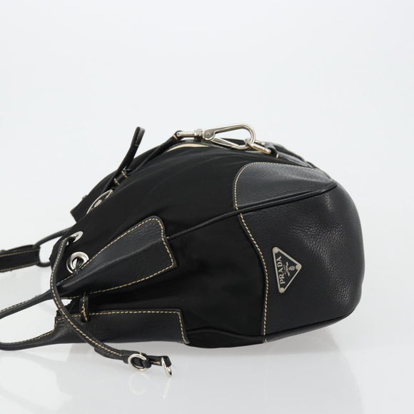 PRADA Shoulder Bag Nylon Leather Black Silver Auth am11803V
