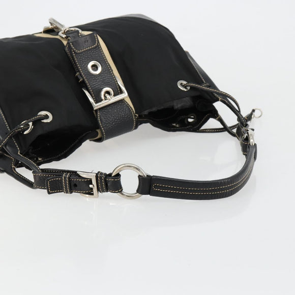 PRADA Shoulder Bag Nylon Leather Black Silver Auth am11803V