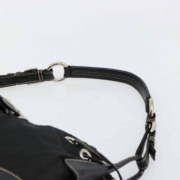 PRADA Shoulder Bag Nylon Leather Black Silver Auth am11803V