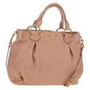 Miu Miu Hand Bag Leather 2way Pink Gold Auth am11804V-1