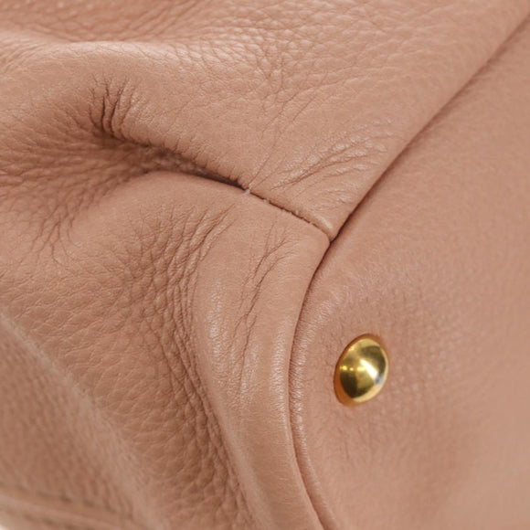 Miu Miu Hand Bag Leather 2way Pink Gold Auth am11804V