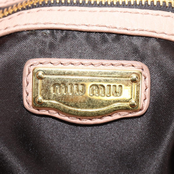 Miu Miu Hand Bag Leather 2way Pink Gold Auth am11804V