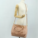 Miu Miu Hand Bag Leather 2way Pink Gold Auth am11804V-26