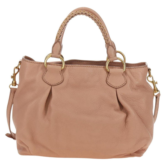 Miu Miu Hand Bag Leather 2way Pink Gold Auth am11804V