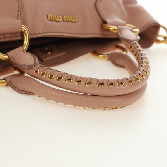 Miu Miu Hand Bag Leather 2way Pink Gold Auth am11804V