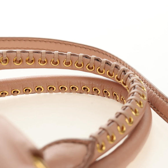 Miu Miu Hand Bag Leather 2way Pink Gold Auth am11804V