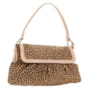 FENDI Hand Bag Unborn Calf Skin Beige Gold Auth am11805SAV-1