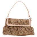 FENDI Hand Bag Unborn Calf Skin Beige Gold Auth am11805SAV-13