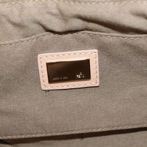 FENDI Hand Bag Unborn Calf Skin Beige Gold Auth am11805SAV