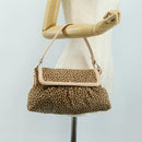 FENDI Hand Bag Unborn Calf Skin Beige Gold Auth am11805SAV-28
