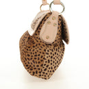 FENDI Hand Bag Unborn Calf Skin Beige Gold Auth am11805SAV-5