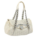 Christian Dior Trotter Canvas Romantic Chain Bag PVC White Silver Auth am11806V-1
