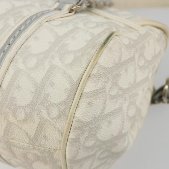 Christian Dior Trotter Canvas Romantic Chain Bag PVC White Silver Auth am11806V