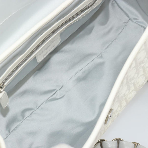 Christian Dior Trotter Canvas Romantic Chain Bag PVC White Silver Auth am11806V