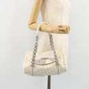 Christian Dior Trotter Canvas Romantic Chain Bag PVC White Silver Auth am11806V-23