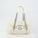 Christian Dior Trotter Canvas Romantic Chain Bag PVC White Silver Auth am11806V-24