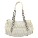 Christian Dior Trotter Canvas Romantic Chain Bag PVC White Silver Auth am11806V-3