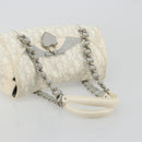 Christian Dior Trotter Canvas Romantic Chain Bag PVC White Silver Auth am11806V-7