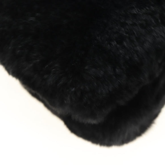 Miu Miu Crystal Chain Shoulder Bag Fur Black Silver 5BD233 Auth am11808SAM