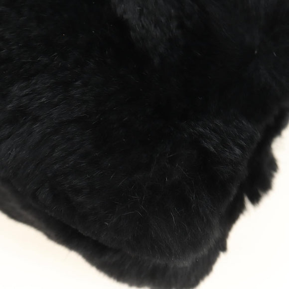 Miu Miu Crystal Chain Shoulder Bag Fur Black Silver 5BD233 Auth am11808SAM