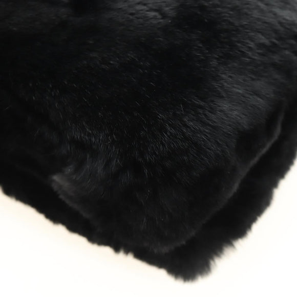 Miu Miu Crystal Chain Shoulder Bag Fur Black Silver 5BD233 Auth am11808SAM