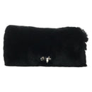 Miu Miu Crystal Chain Shoulder Bag Fur Black Silver 5BD233 Auth am11808SAM-13