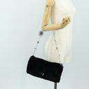 Miu Miu Crystal Chain Shoulder Bag Fur Black Silver 5BD233 Auth am11808SAM-28