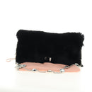 Miu Miu Crystal Chain Shoulder Bag Fur Black Silver 5BD233 Auth am11808SAM-12