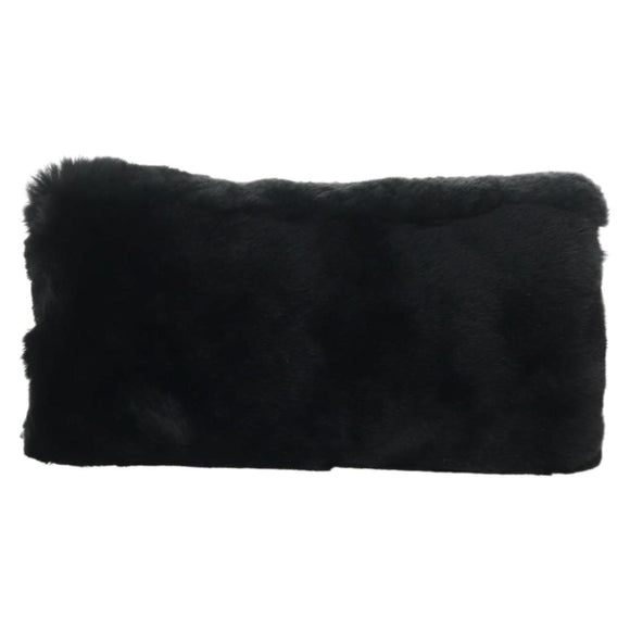 Miu Miu Crystal Chain Shoulder Bag Fur Black Silver 5BD233 Auth am11808SAM