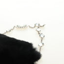 Miu Miu Crystal Chain Shoulder Bag Fur Black Silver 5BD233 Auth am11808SAM-14