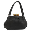 Miu Miu Hand Bag Leather Black Silver Auth am11809V-1