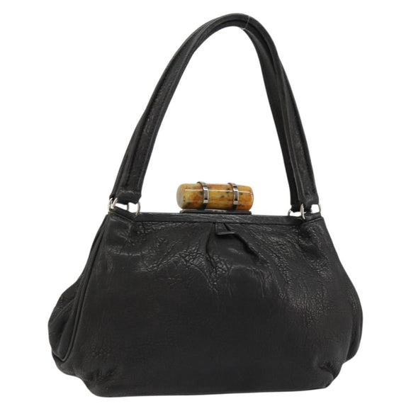 Miu Miu Hand Bag Leather Black Silver Auth am11809V