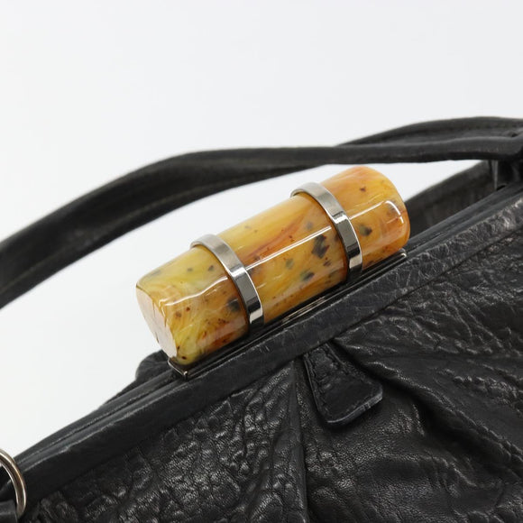 Miu Miu Hand Bag Leather Black Silver Auth am11809V