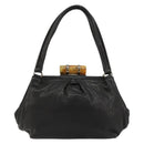 Miu Miu Hand Bag Leather Black Silver Auth am11809V-2
