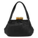Miu Miu Hand Bag Leather Black Silver Auth am11809V-3