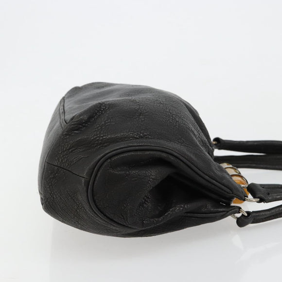 Miu Miu Hand Bag Leather Black Silver Auth am11809V