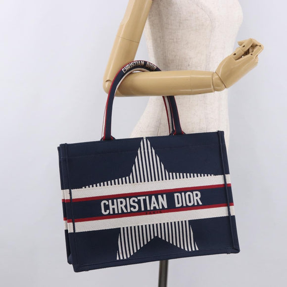 Christian Dior Alps Star Book Tote MM Tote Bag Canvas Navy Auth am11812M