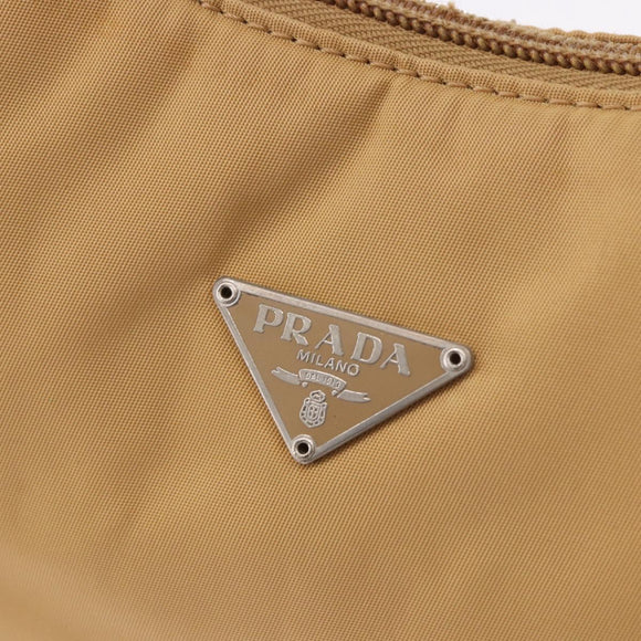 PRADA Mini Hand Bag Nylon Beige Silver Auth am11813A
