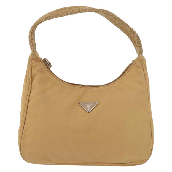 PRADA Mini Hand Bag Nylon Beige Silver Auth am11813A