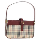 BURBERRY Nova Check Hand Bag Canvas Beige Gold Auth am11816V-1