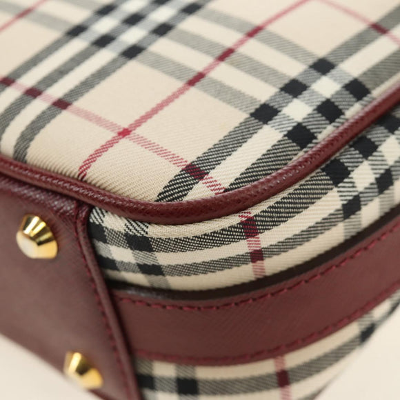 BURBERRY Nova Check Hand Bag Canvas Beige Gold Auth am11816V