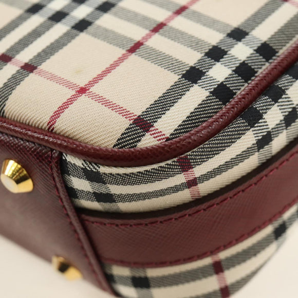 BURBERRY Nova Check Hand Bag Canvas Beige Gold Auth am11816V