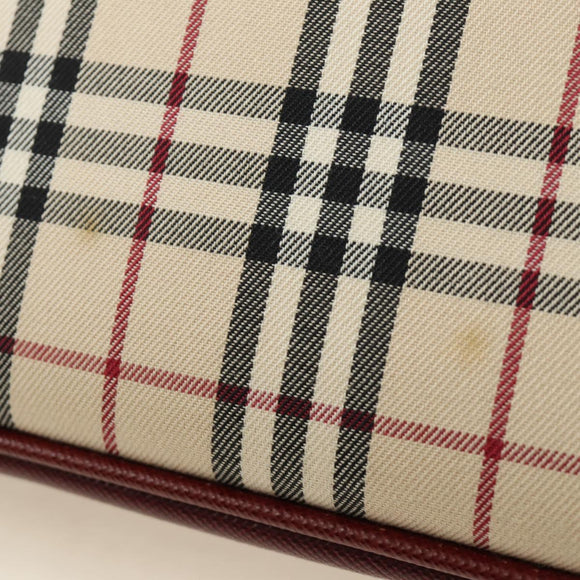 BURBERRY Nova Check Hand Bag Canvas Beige Gold Auth am11816V