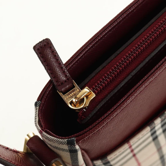 BURBERRY Nova Check Hand Bag Canvas Beige Gold Auth am11816V