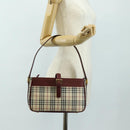 BURBERRY Nova Check Hand Bag Canvas Beige Gold Auth am11816V-25