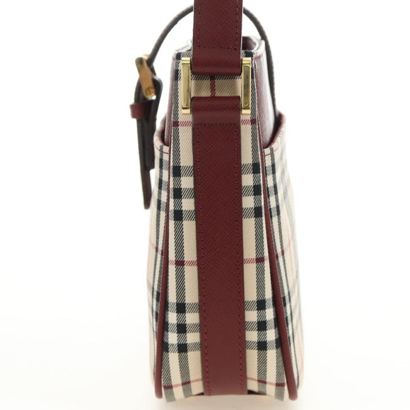 BURBERRY Nova Check Hand Bag Canvas Beige Gold Auth am11816V
