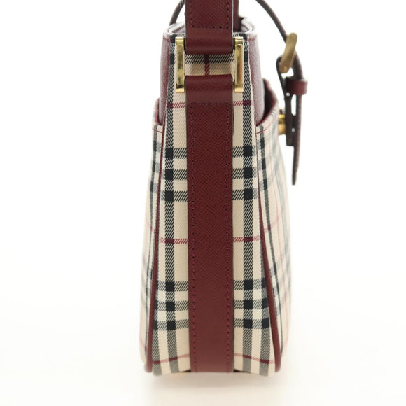 BURBERRY Nova Check Hand Bag Canvas Beige Gold Auth am11816V