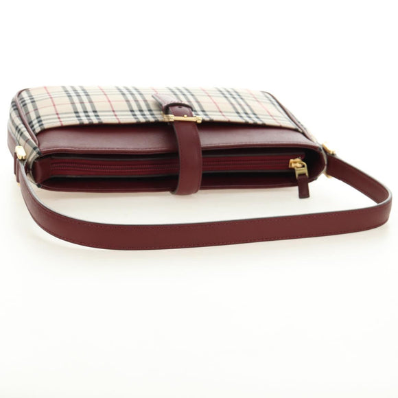 BURBERRY Nova Check Hand Bag Canvas Beige Gold Auth am11816V