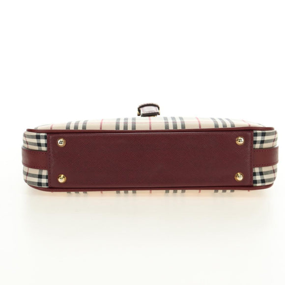 BURBERRY Nova Check Hand Bag Canvas Beige Gold Auth am11816V