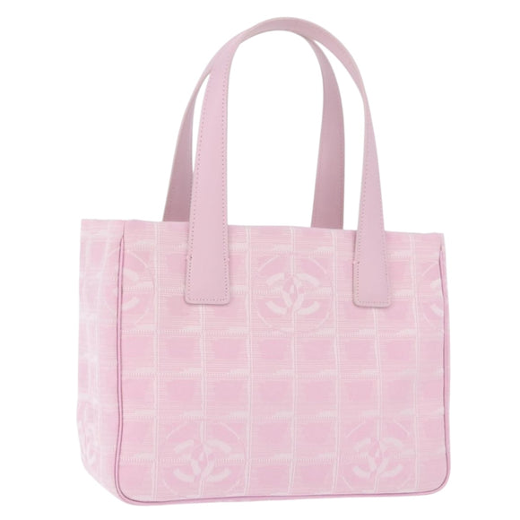 CHANEL New Travel line Hand Bag Nylon Pink Gold CC Auth am11817V
